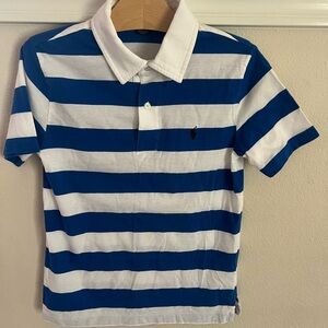 Polo by Ralph Lauren Boys Short Sleeve Blue and White Striped Polo